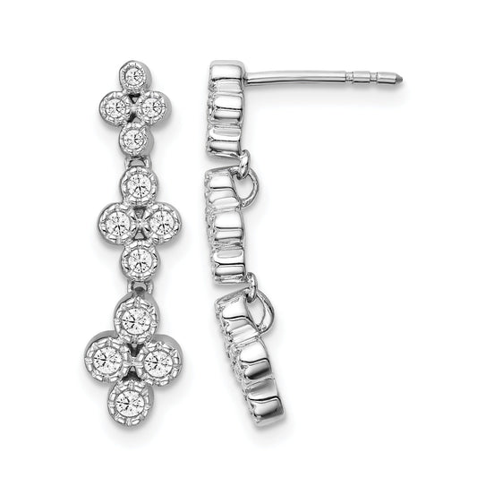 14K Lab Grown Diamond Floral Bloom Post Dangle Earrings