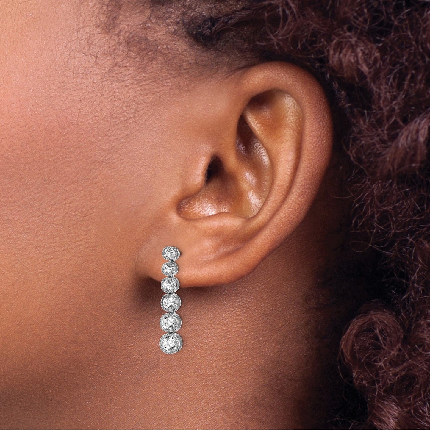 14K Gold Lab Grown Diamond Graduated Dangle Post Earrings