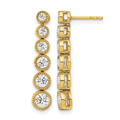 14K Gold Lab Grown Diamond Graduated Dangle Post Earrings