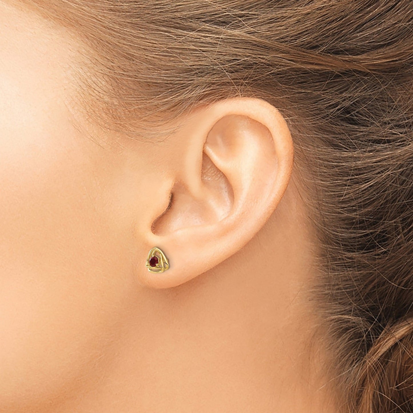 14k Gold Lab Created Sapphire Triangle Stud Earrings