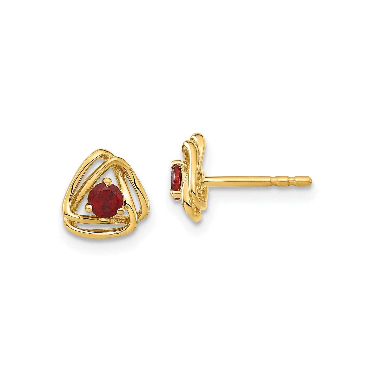 14k Gold Lab Created Sapphire Triangle Stud Earrings