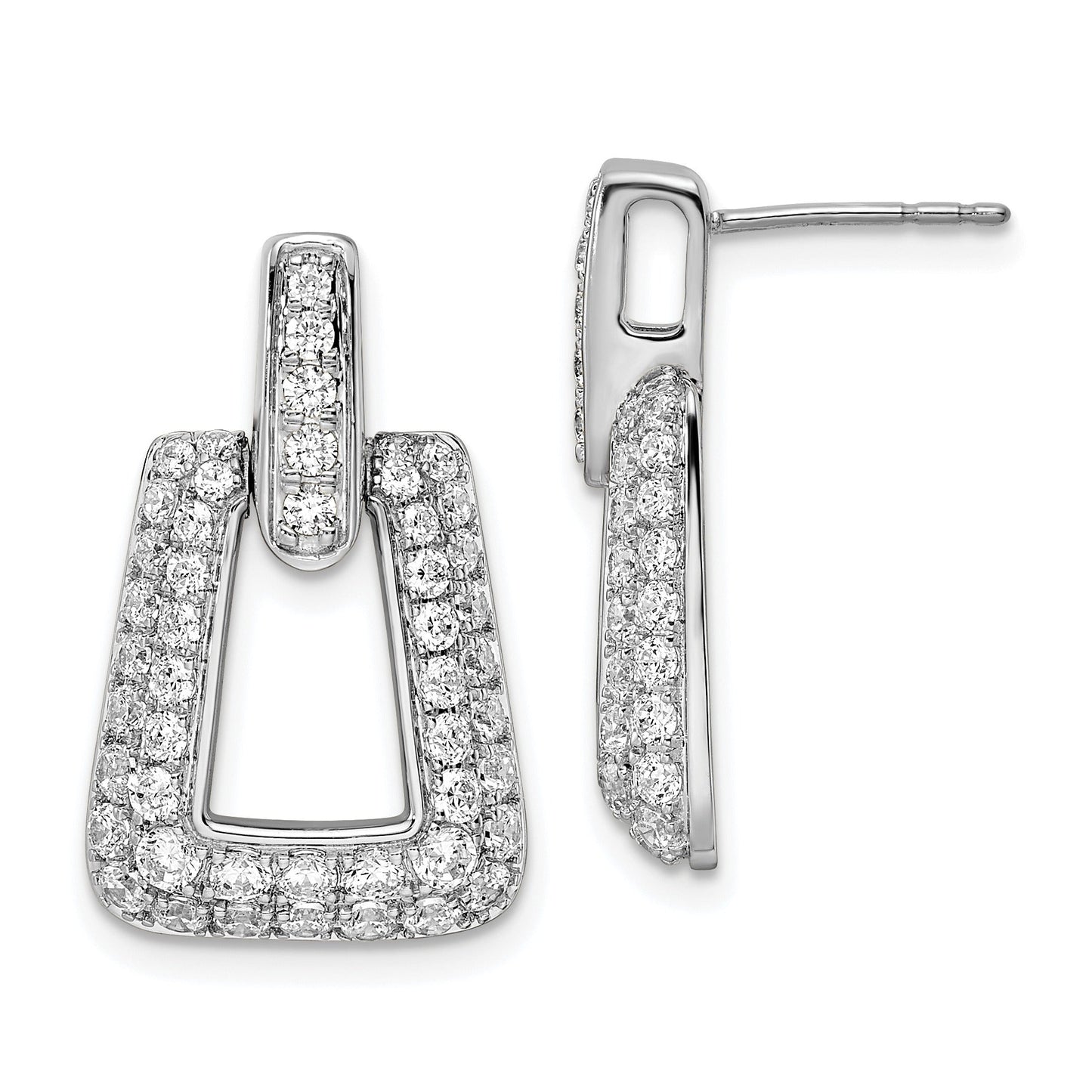 14K White Gold Lab Diamond Dangle Post Earrings