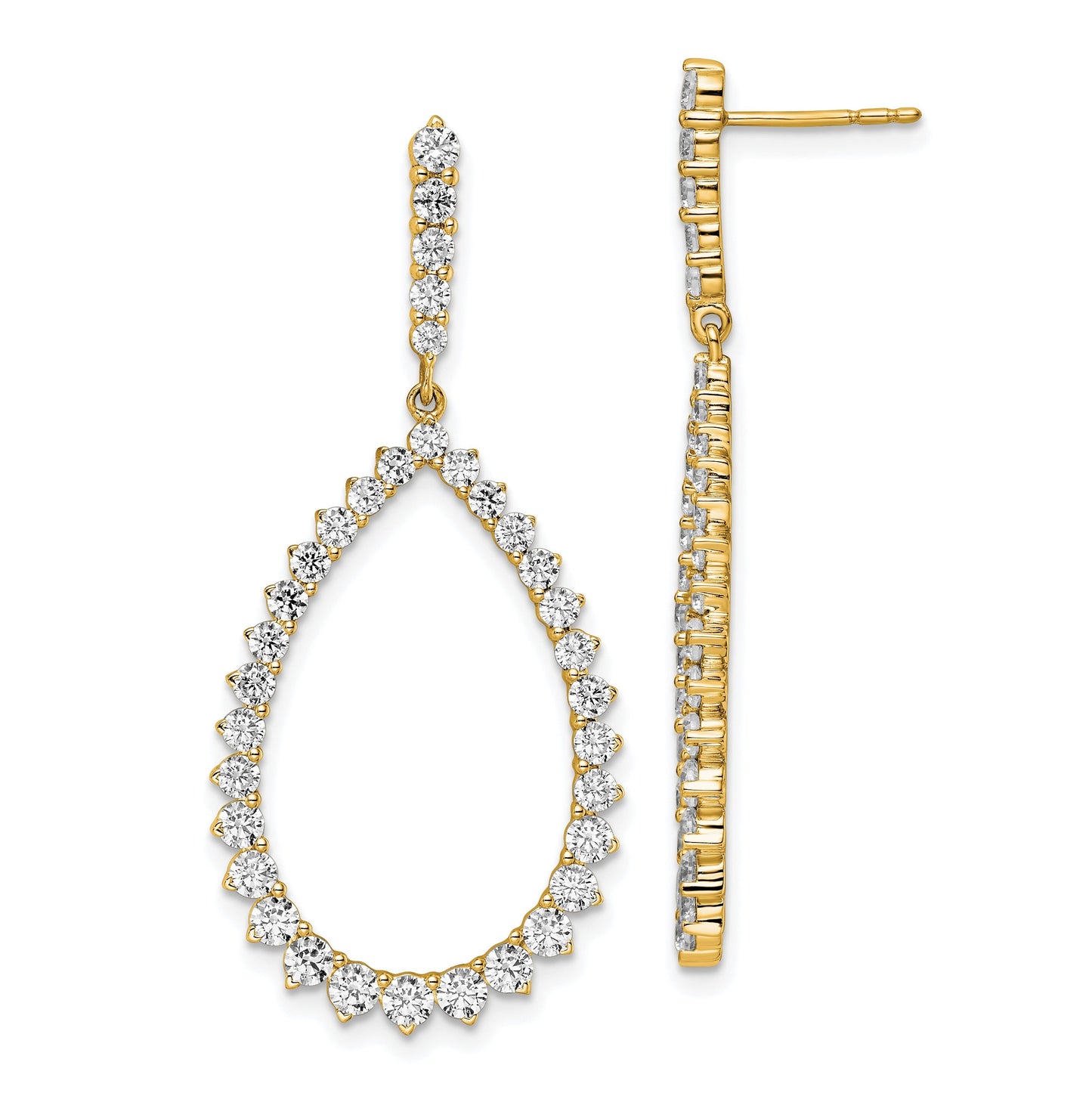 14K Gold 3 ct Lab Grown Diamond Dangle Earrings