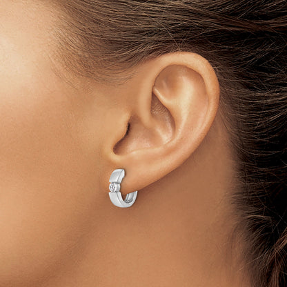 14K Gold Lab Grown Diamond Hinged Hoop Complete Earrings