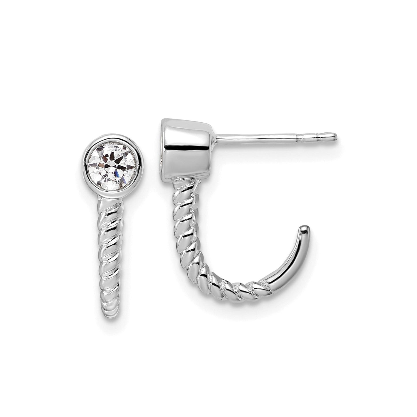 Lab Grown Diamond J-Hoop Earrings 14k Gold