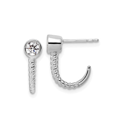 Lab Grown Diamond J-Hoop Earrings 14k Gold