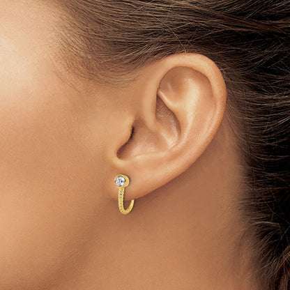 Lab Grown Diamond J-Hoop Earrings 14k Gold