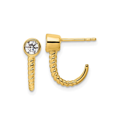 Lab Grown Diamond J-Hoop Earrings 14k Gold