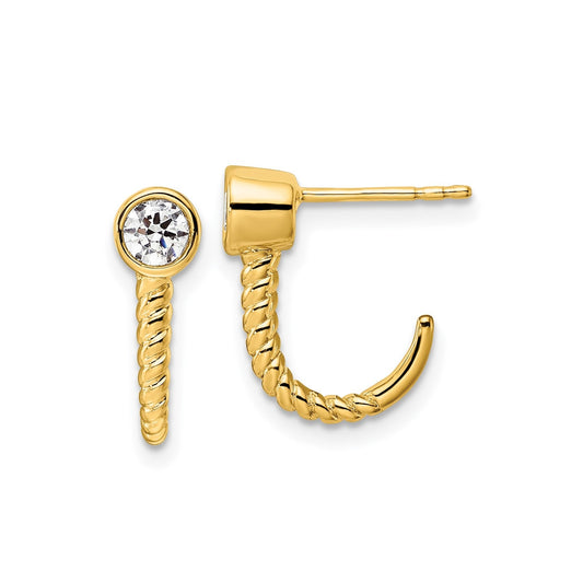 Lab Grown Diamond J-Hoop Earrings 14k Gold