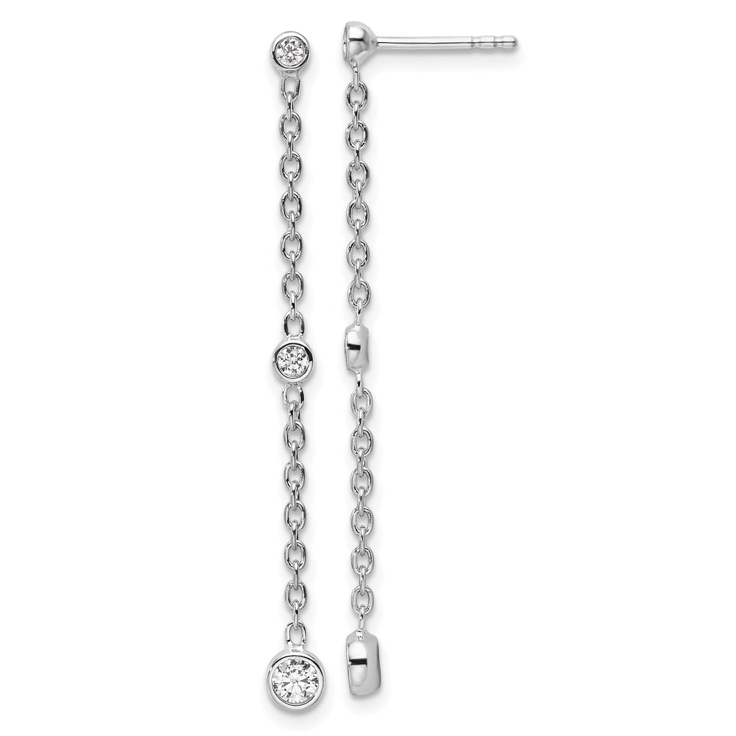 14K Gold Lab Diamond Graduated Dangle Hanging Earrings