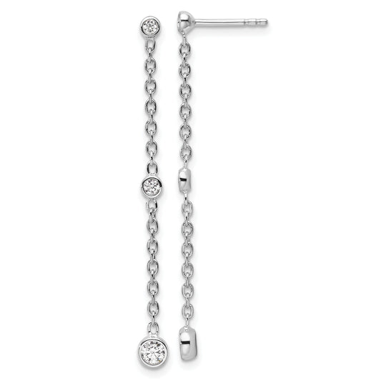 14K Gold Lab Diamond Graduated Dangle Hanging Earrings