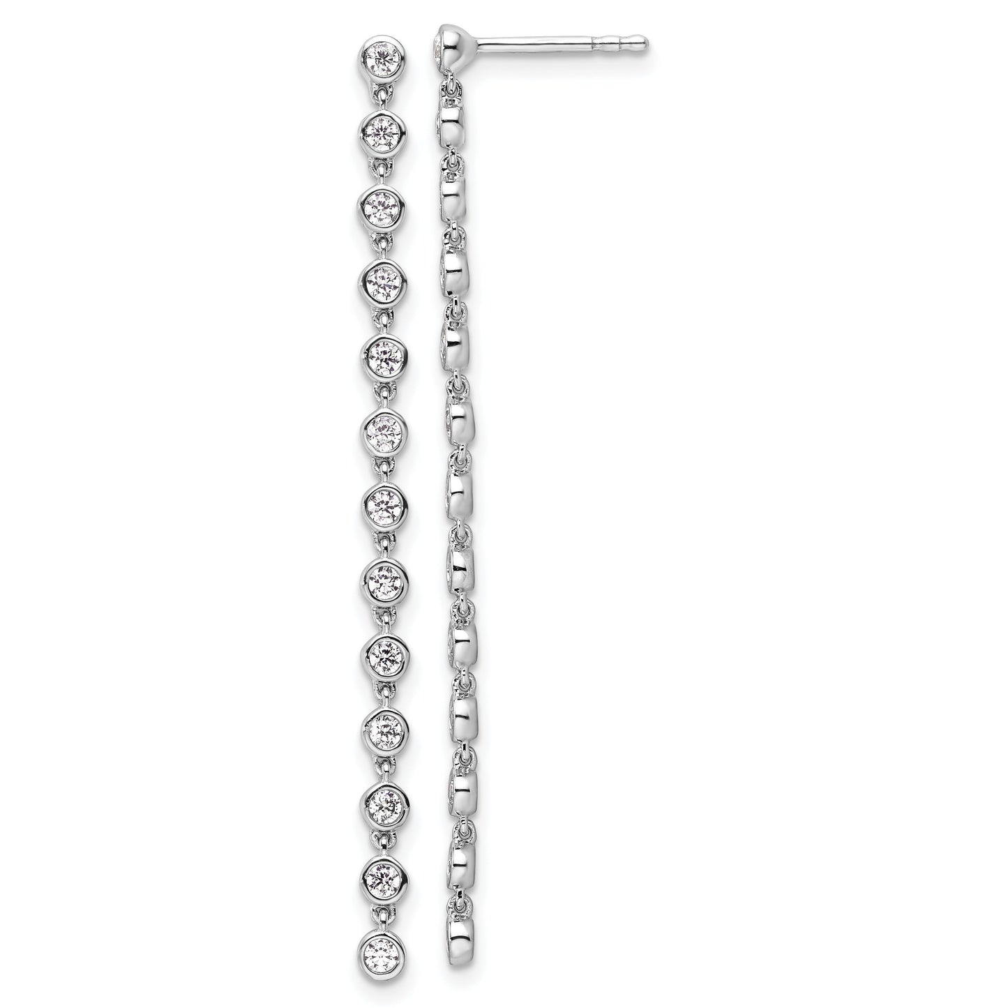 14K White Gold Lab Diamond Dangle Post Earrings