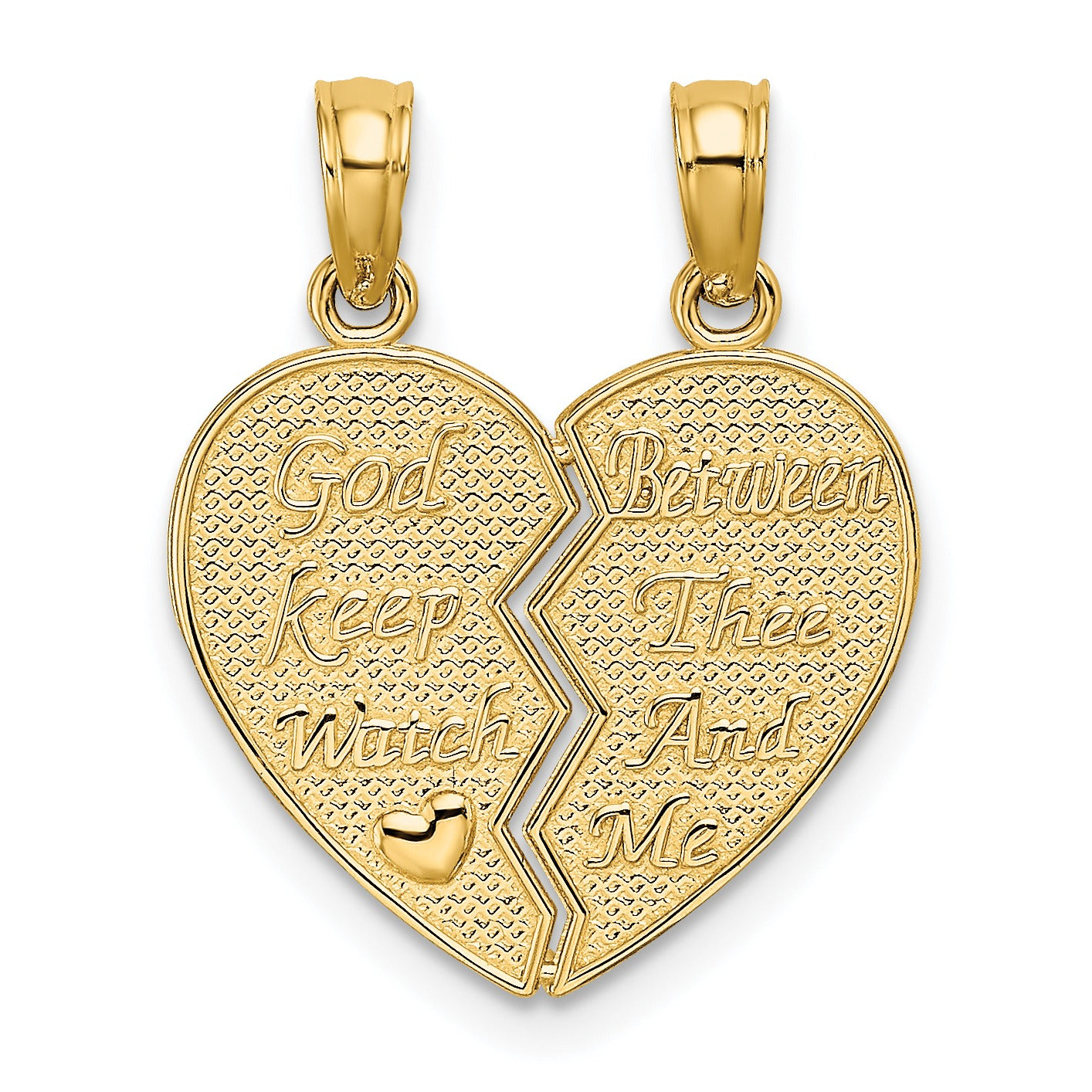 14k Gold 2-Piece Break-Apart Heart Charm Pendant
