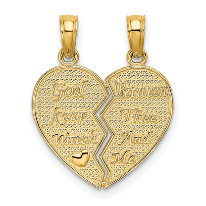 14k Gold 2-Piece Break-Apart Heart Charm Pendant