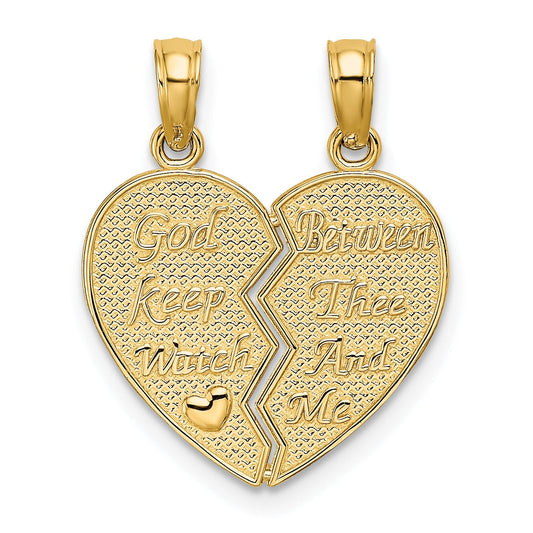 14k Gold 2-Piece Break-Apart Heart Charm Pendant