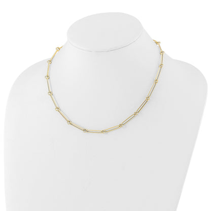 14K Yellow Gold Hollow Paperclip Link Necklace 18 inch