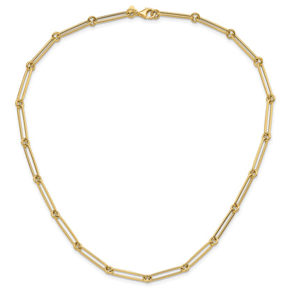 14K Yellow Gold Hollow Paperclip Link Necklace 18 inch