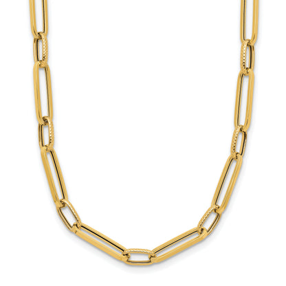 14K Yellow Gold Fancy Link Chain Necklace 17.5 inch
