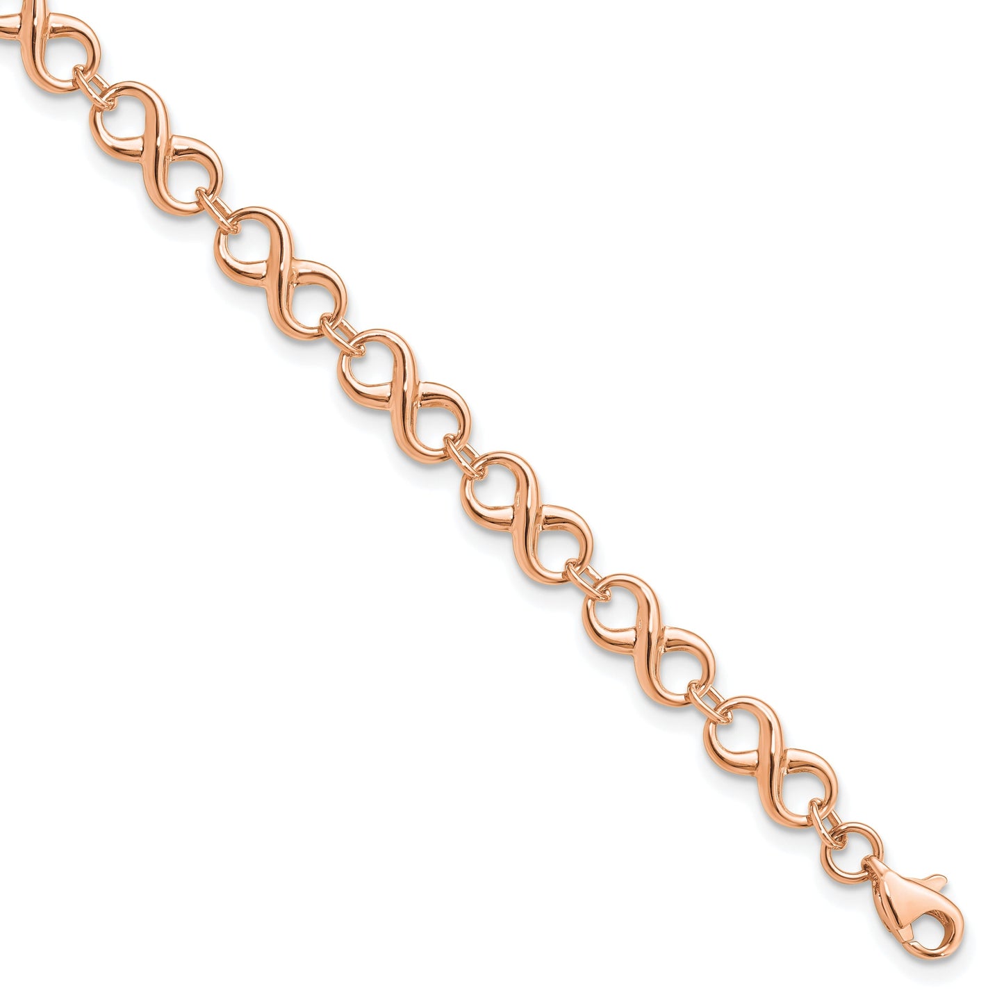 14k Rose Gold Infinity Figure-8 Link Lobster Clasp Chain Bracelet