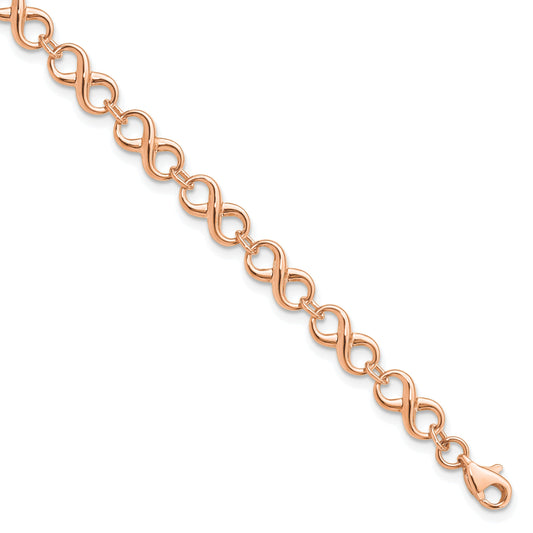 14k Rose Gold Infinity Figure-8 Link Lobster Clasp Chain Bracelet