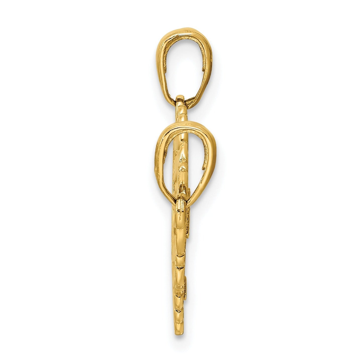 14K Gold Break-Apart HEART Key Charm Pendant