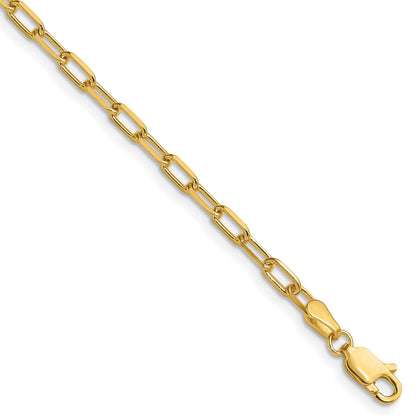 3 mm Solid Beveled Paperclip Chain 14k Yellow Gold