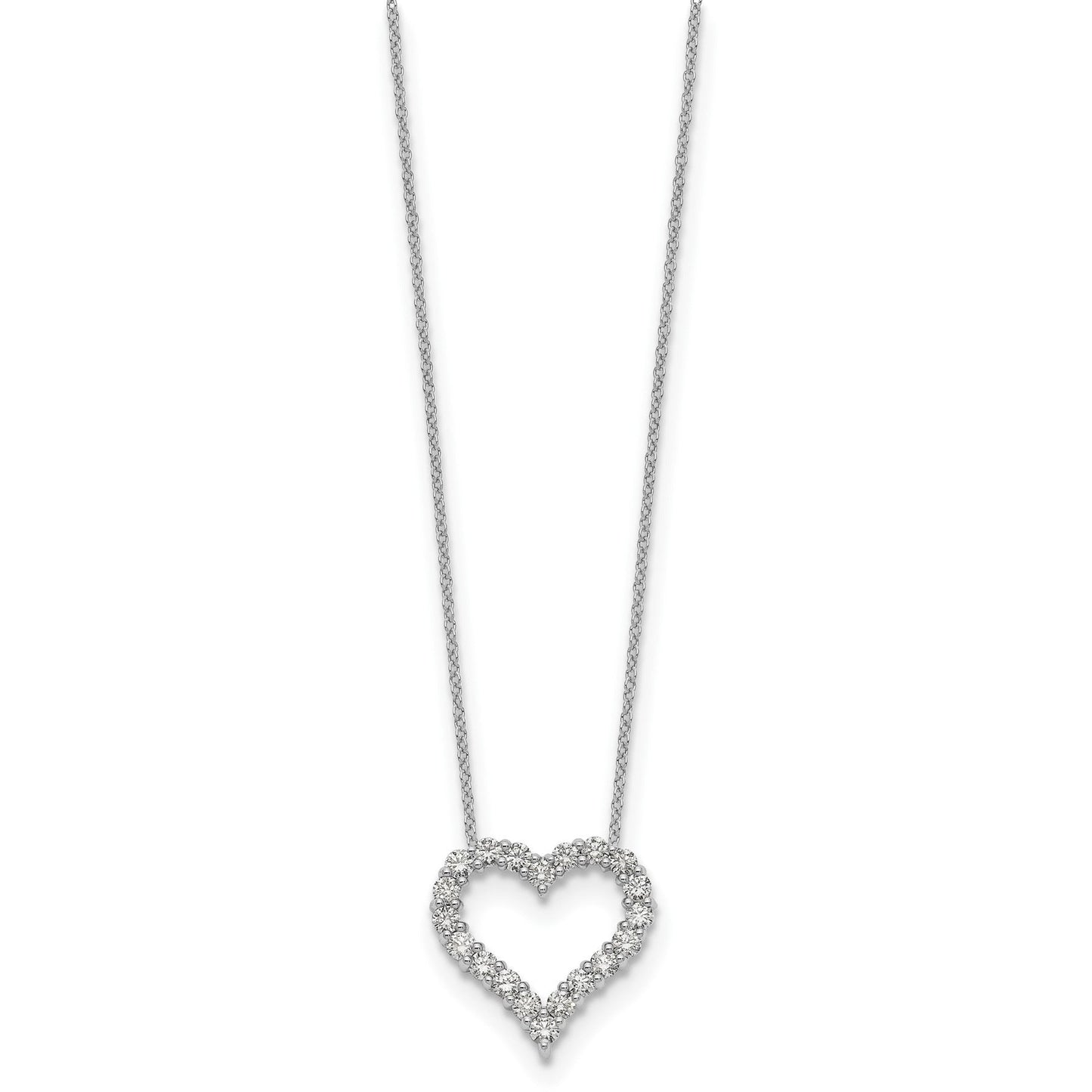 Lab Grown Diamond Open Heart Necklace Gold 1ctw