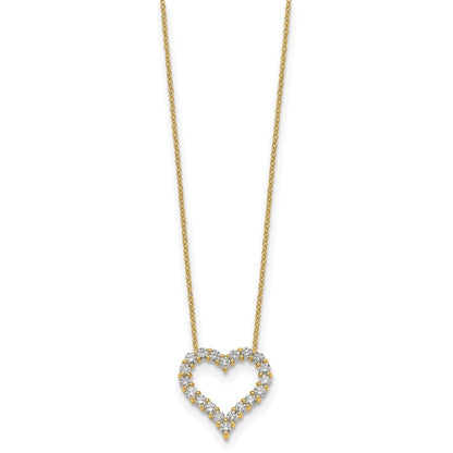Lab Grown Diamond Open Heart Necklace Gold 1ctw