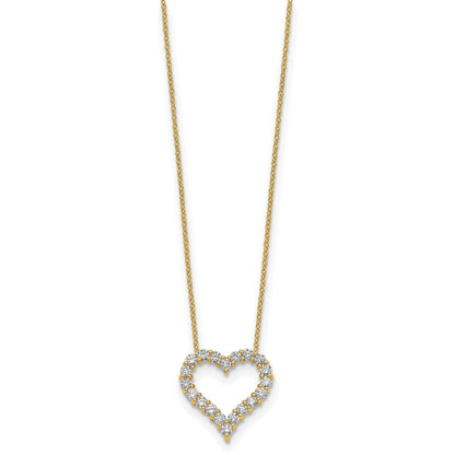 Lab Grown Diamond Open Heart Necklace Gold 1ctw