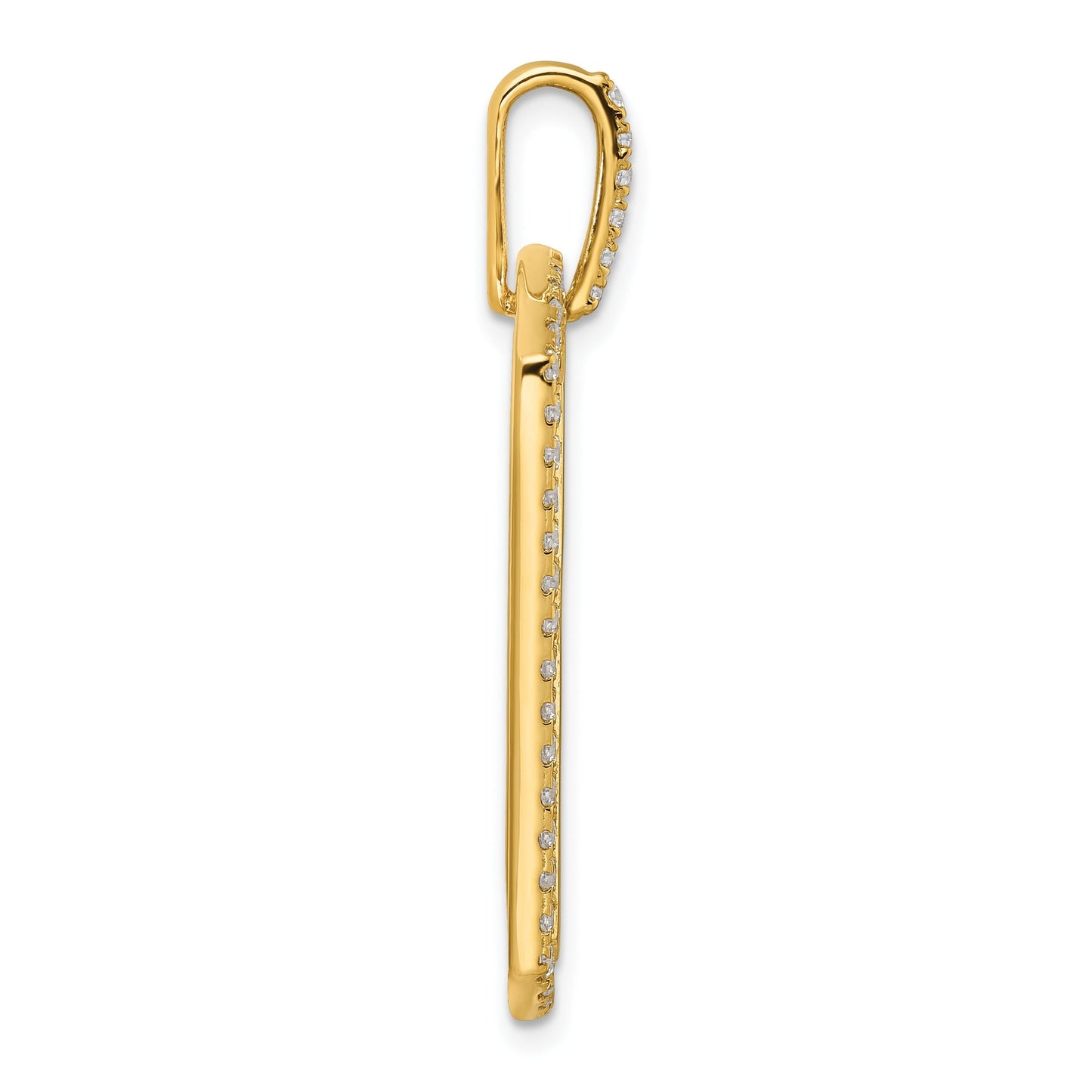 14K Gold 3/4 carat Lab Grown Diamond Cross Dog Tag Pendant