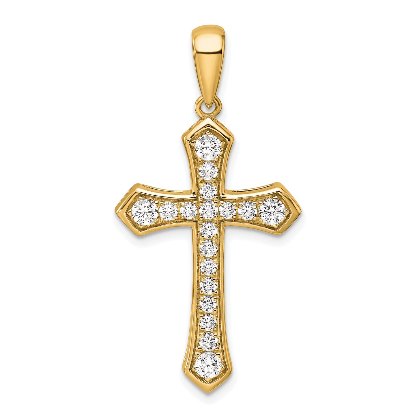 14K Gold 3/4 carat Lab Grown Diamond Cross Pendant