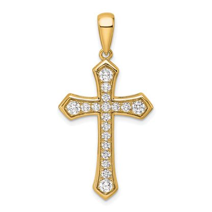 14K Gold 3/4 carat Lab Grown Diamond Cross Pendant