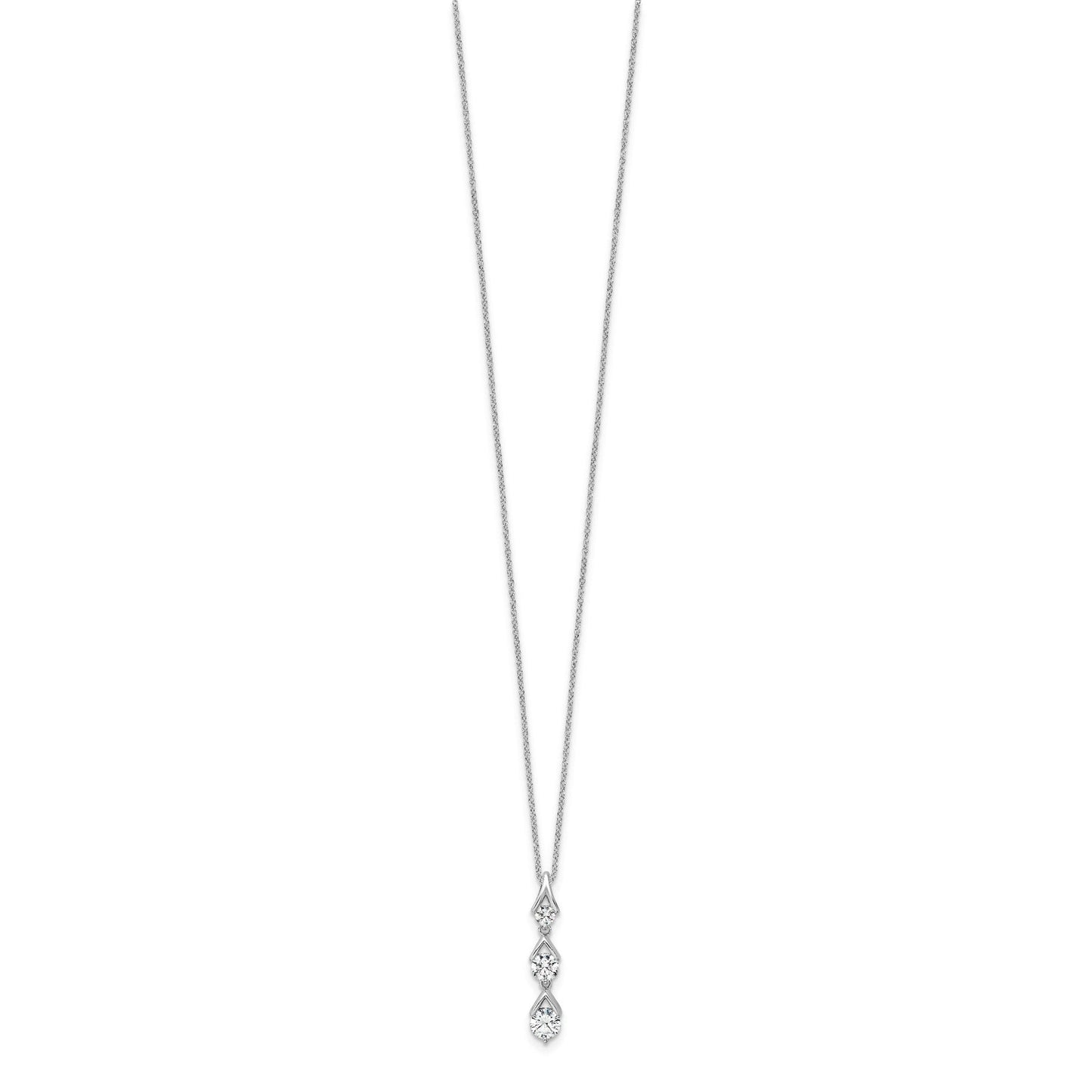 Lab Grown Three Diamond Drop Necklace 1 Ctw