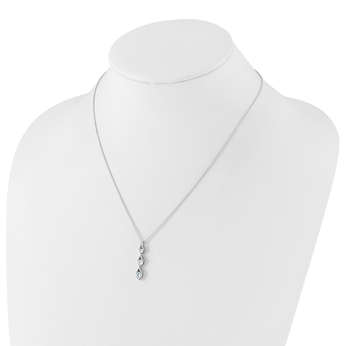 Lab Grown Three Diamond Drop Necklace 1 Ctw