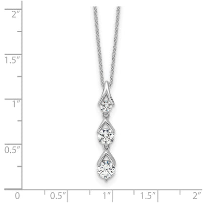 Lab Grown Three Diamond Drop Necklace 1 Ctw