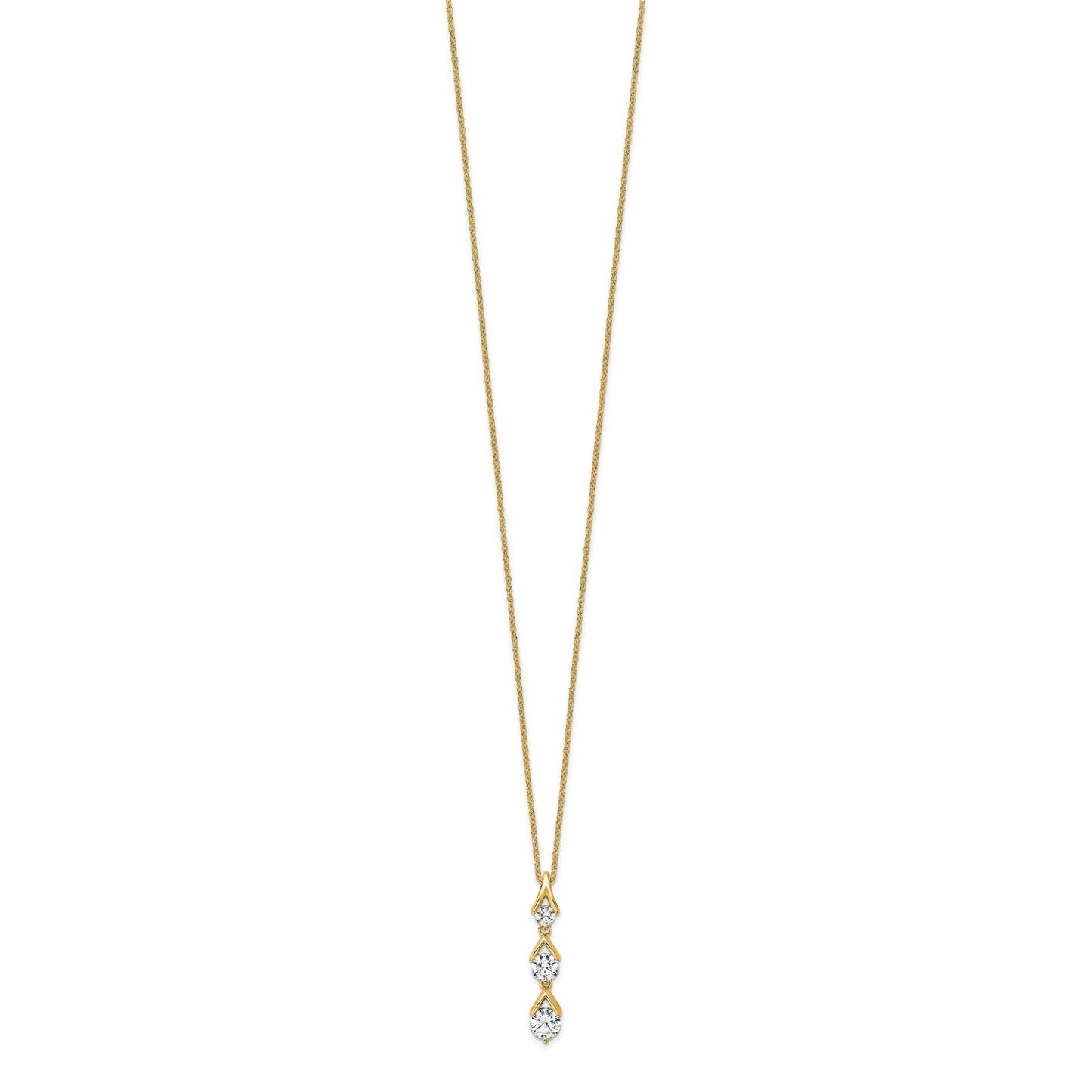Lab Grown Three Diamond Drop Necklace 1 Ctw