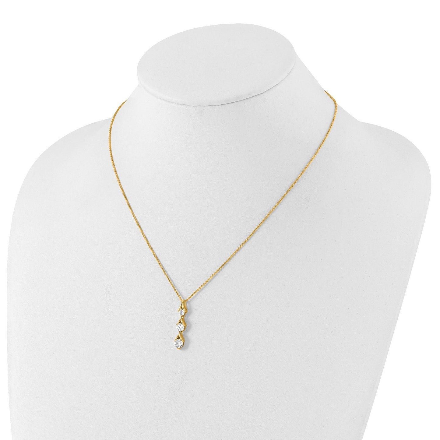 Lab Grown Three Diamond Drop Necklace 1 Ctw
