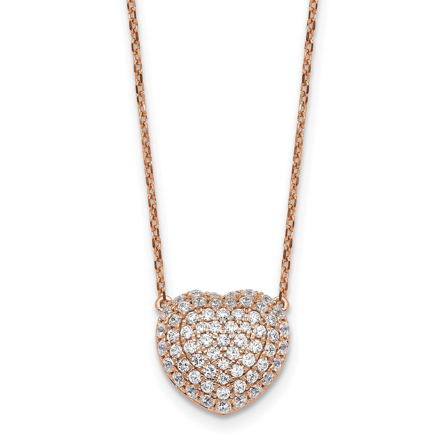 Lab Grown Diamond Cluster Heart Necklace 14K White Gold