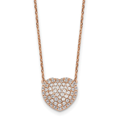 Lab Grown Diamond Cluster Heart Necklace 14K White Gold
