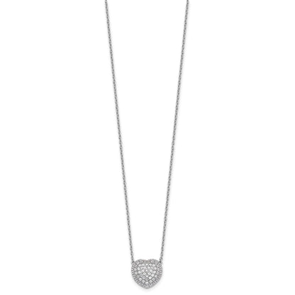 Lab Grown Diamond Cluster Heart Necklace 14K White Gold