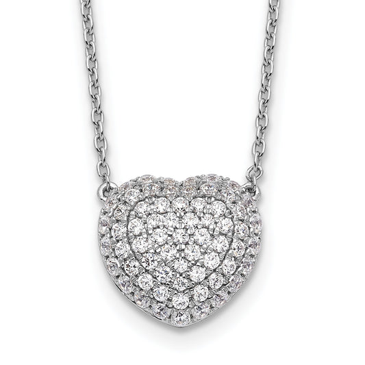 Lab Grown Diamond Cluster Heart Necklace 14K White Gold