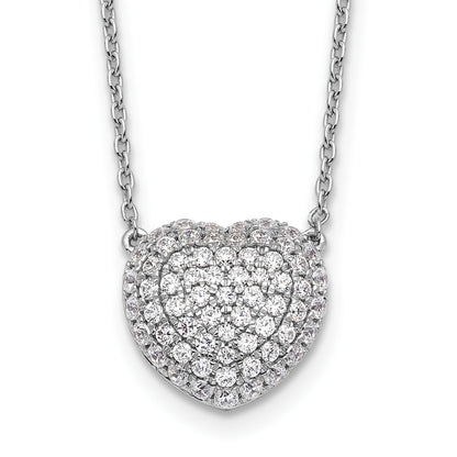 Lab Grown Diamond Cluster Heart Necklace 14K White Gold