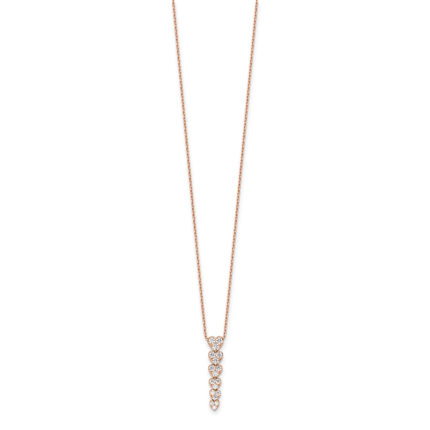 Lab Grown Diamond Hearts Drop Necklace 14K Gold