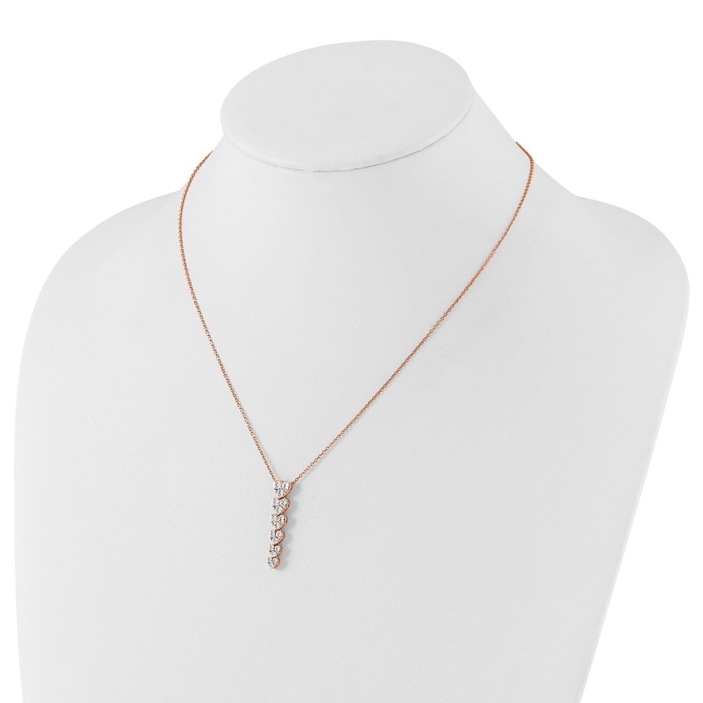 Lab Grown Diamond Hearts Drop Necklace 14K Gold