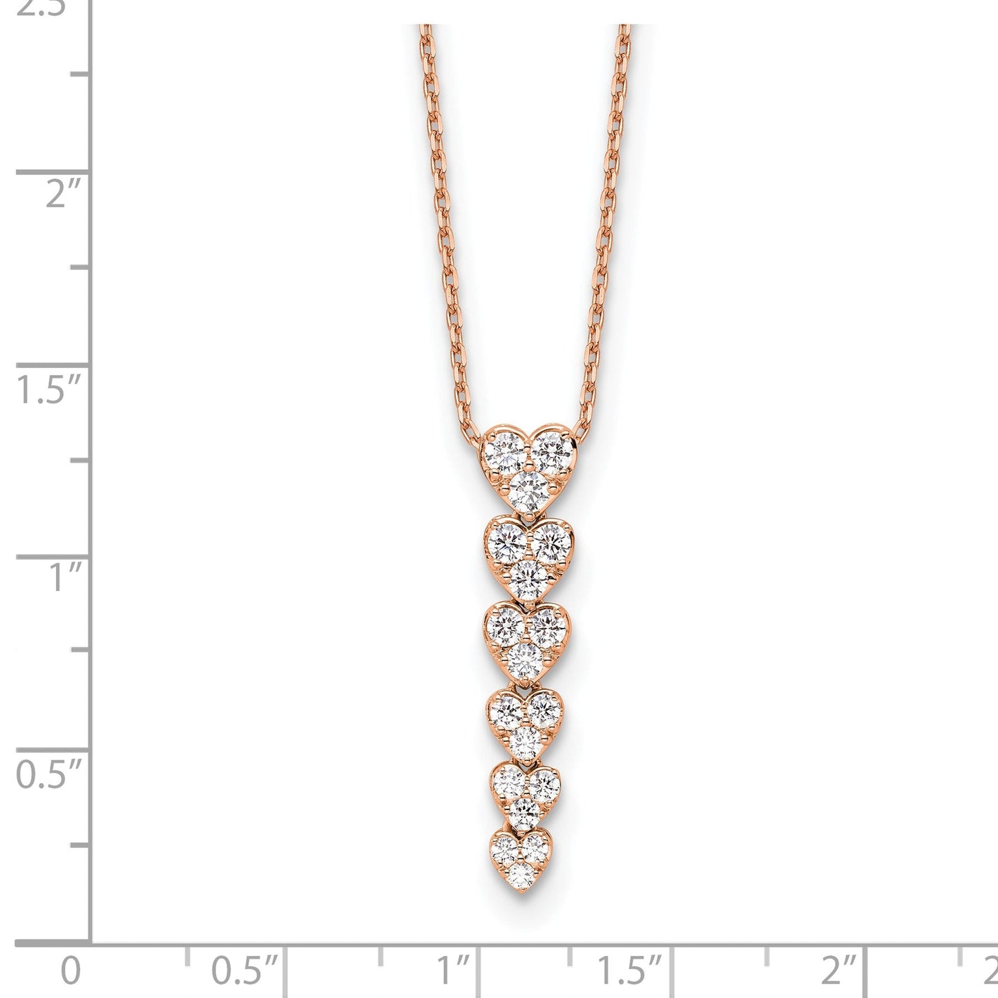 Lab Grown Diamond Hearts Drop Necklace 14K Gold