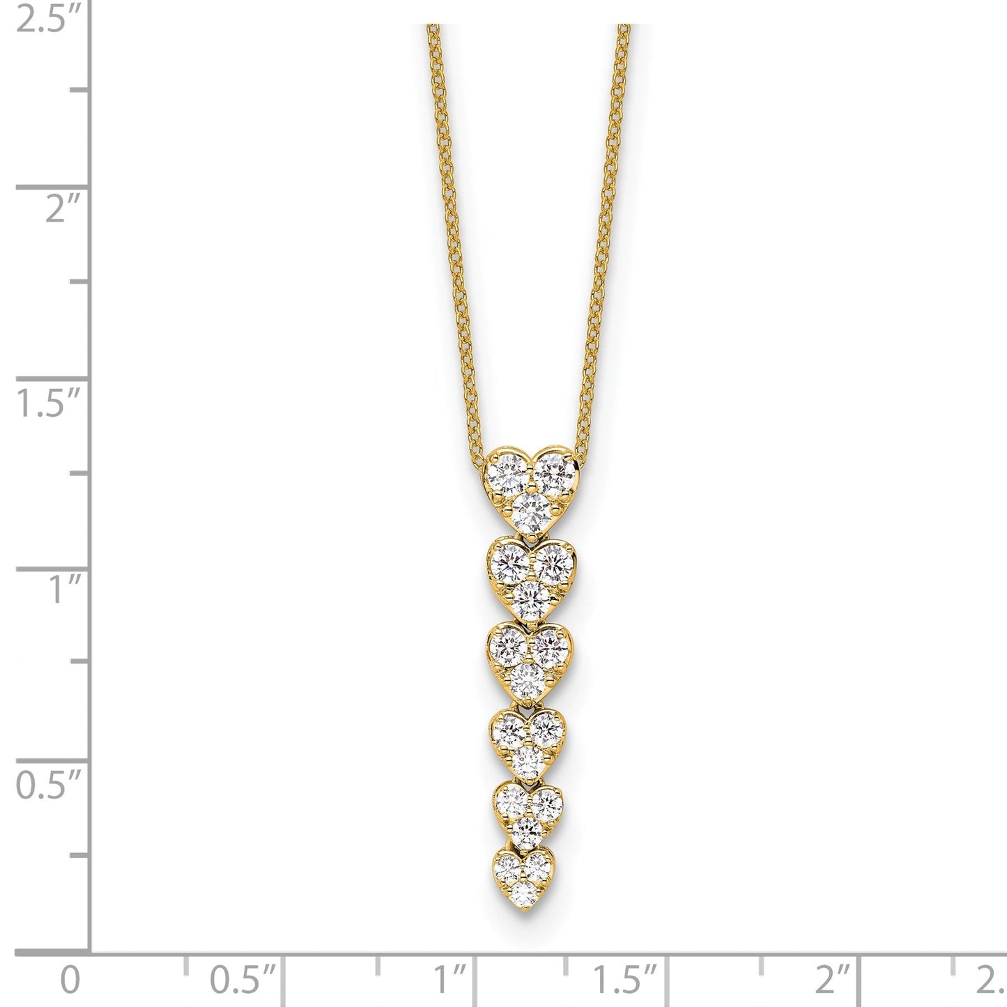 Lab Grown Diamond Hearts Drop Necklace 14K Gold