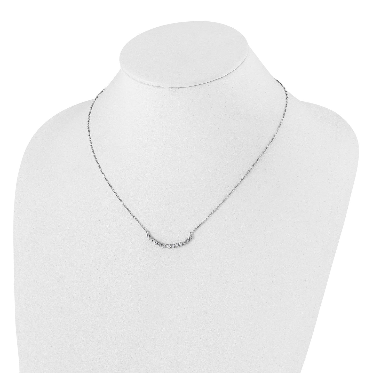 14K White Gold 1/4 carat Lab Grown Diamond Curved Bar Necklace