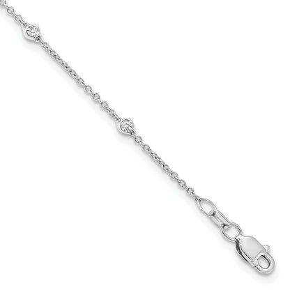 14k White Gold 1/6 Carat Lab Diamond Station Bracelet