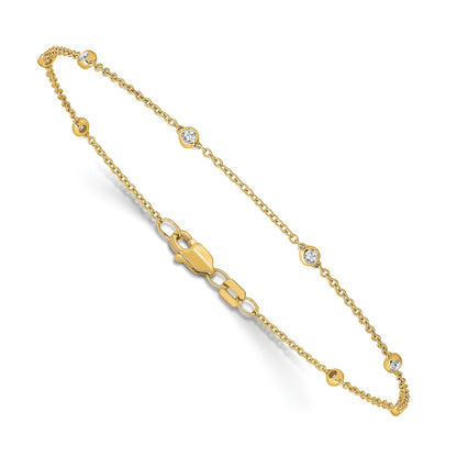 14K Yellow Gold Lab Grown Diamond Station Bracelet