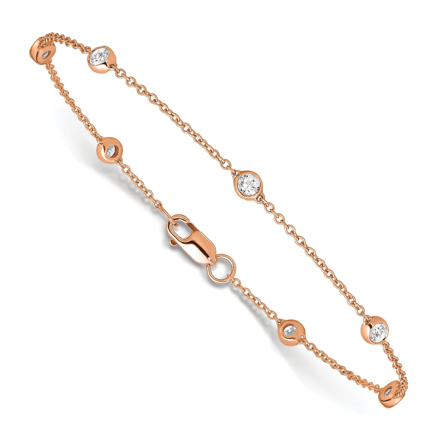 14k Gold Lab Grown Diamond Station Bracelets